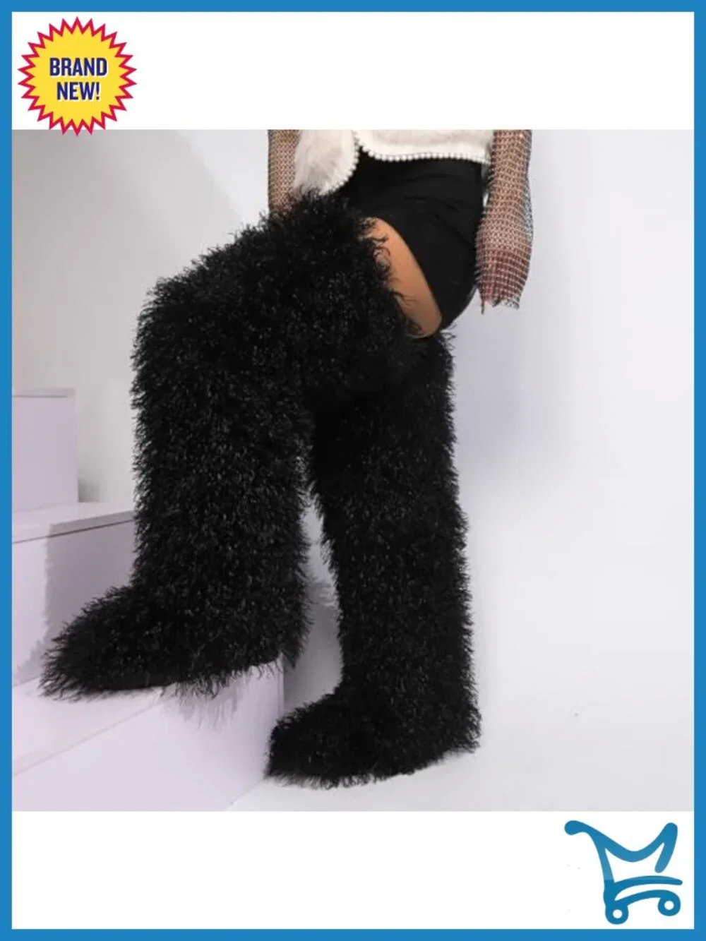 Over the Knee Faux Fur Boots Winter Thigh High Fluffy Snow Boots